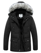 Men's Quilted Puffer Coat with Detachable Hood