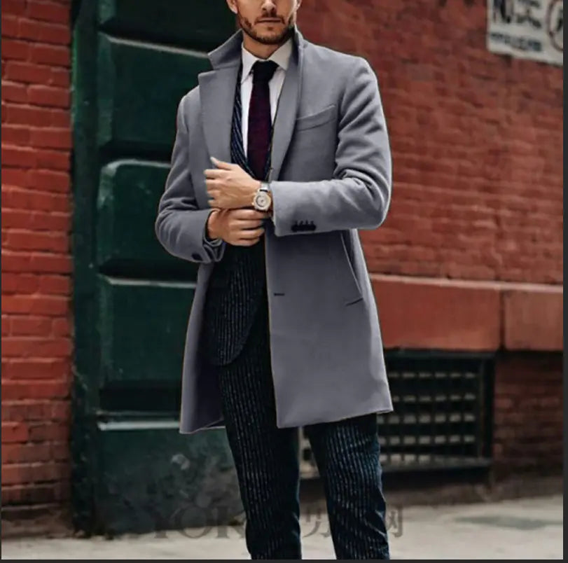 Men's Mid-Length Reversible Wool Coat
