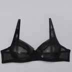 Black Delicate Shadow Sheer Bra and Panty Set Bra Details