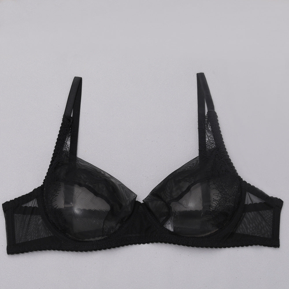 Black Delicate Shadow Sheer Bra and Panty Set Bra Details