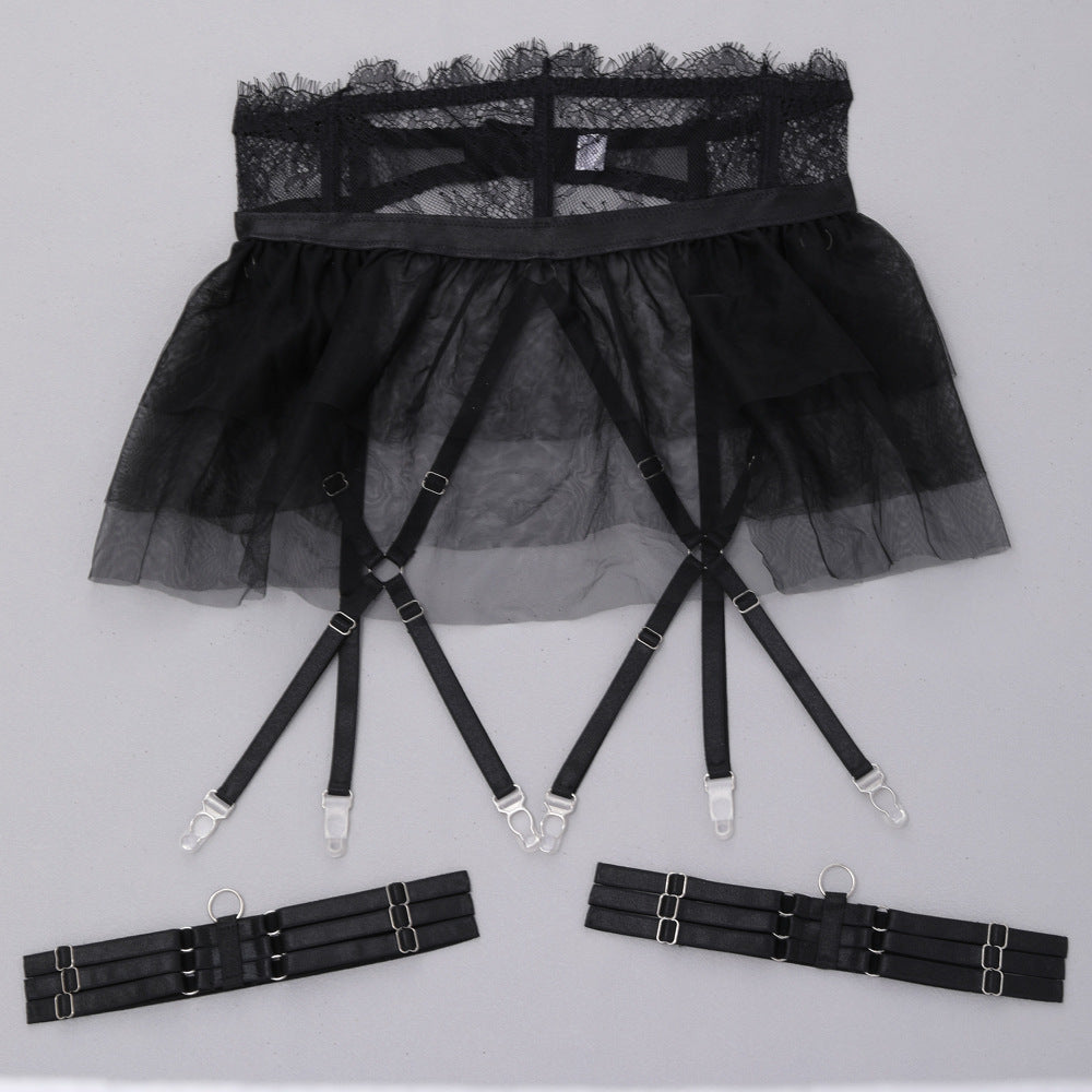 Black Delicate Shadow Sheer Bra and Panty Set Waist Details