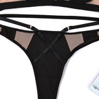 Black Mesh Splicing See-through Sexy Underwear Sexy Suit-Panties View