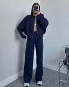 Zip Sweater and Trousers Suit for Women | Trousers Set