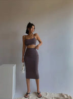 Stretch Two-Piece Skirt Set