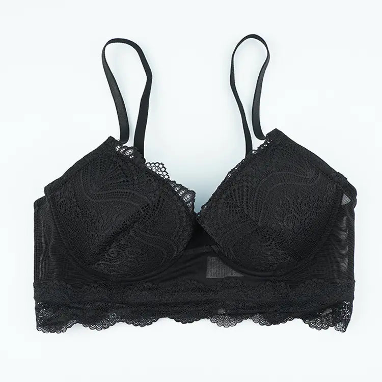 Black Lace Women's Lingerie with Adjustable Bra Support