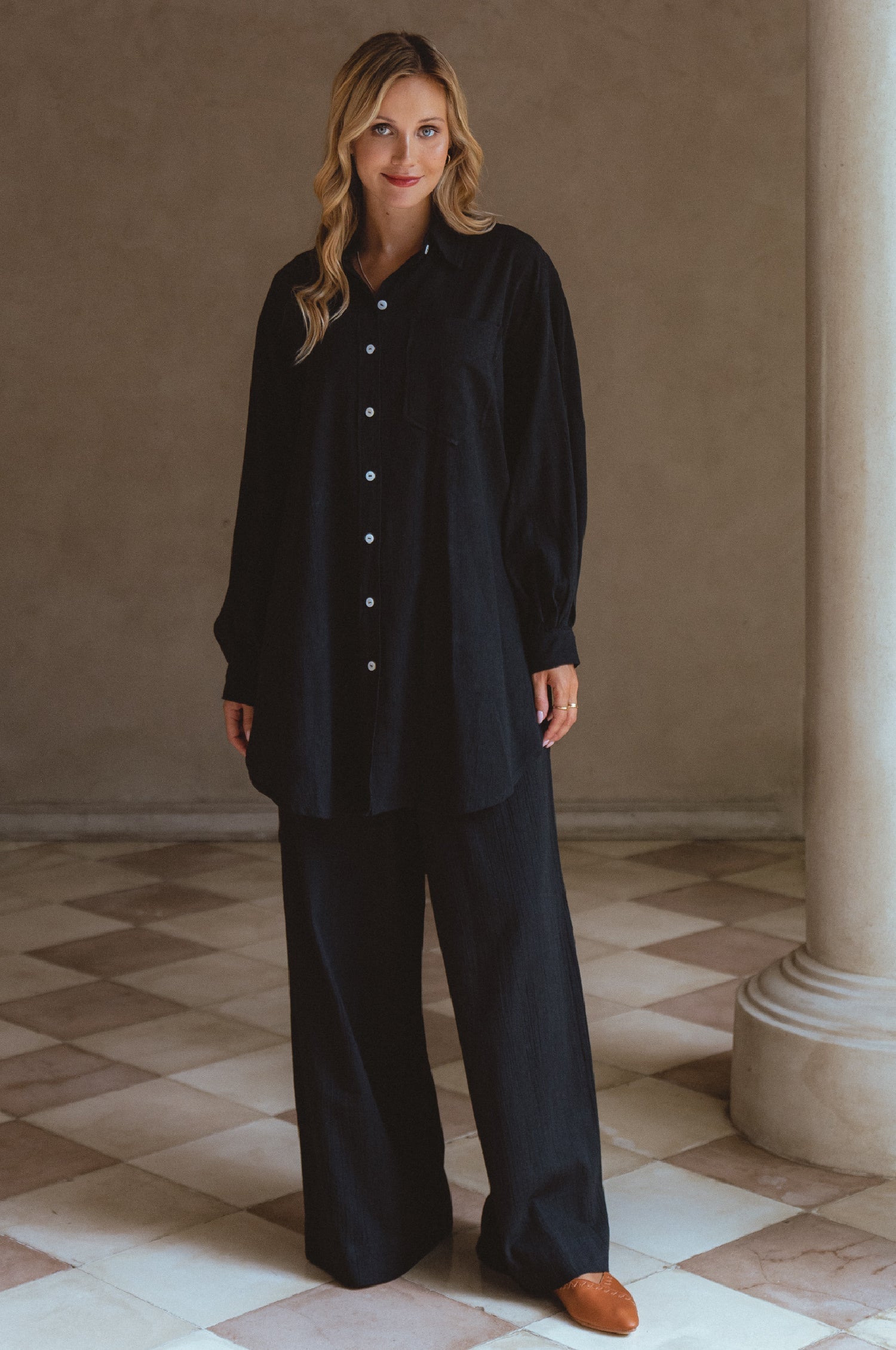 Calin Wide Leg Linen Pants (Sale)