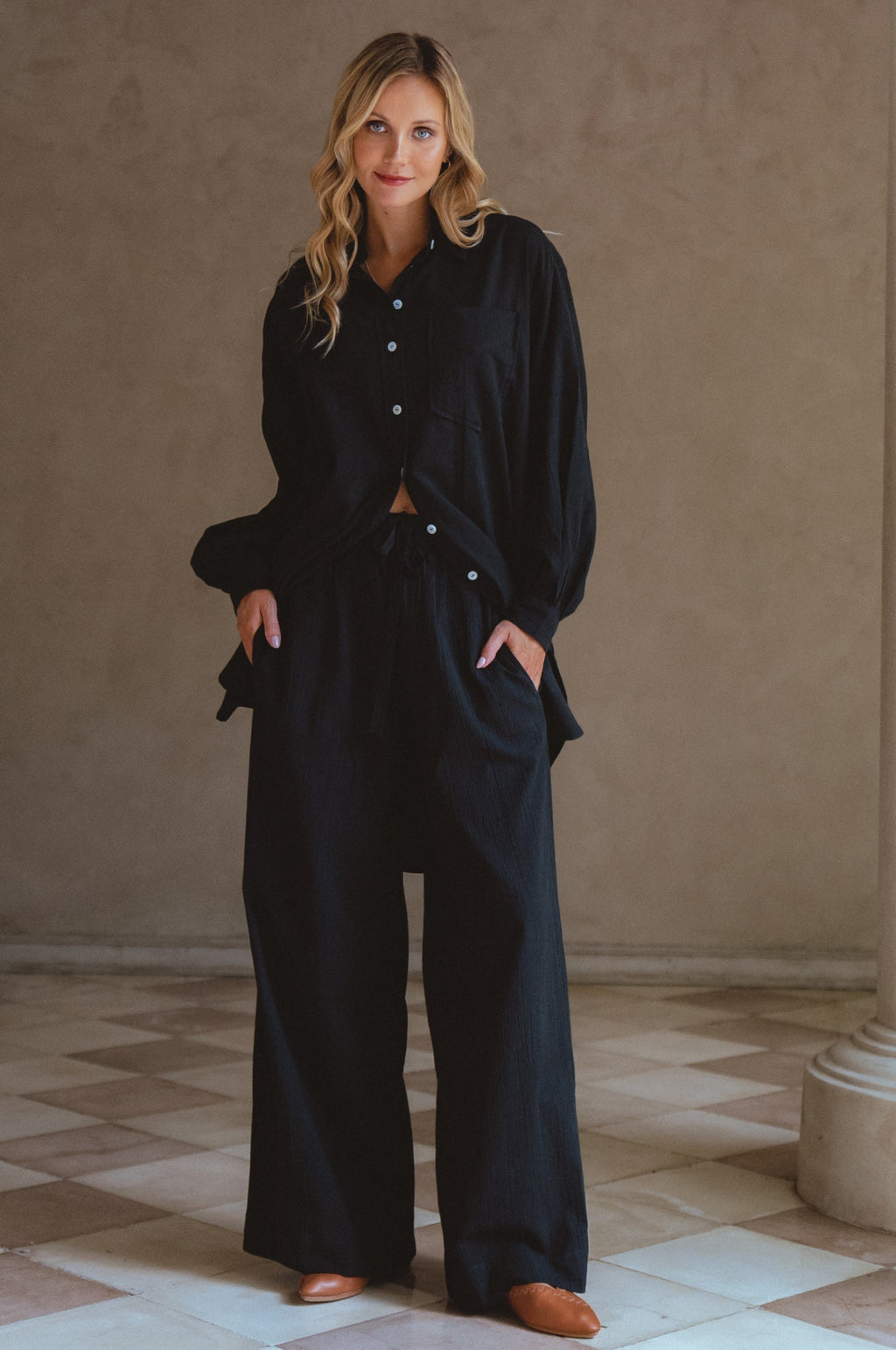 Calin Wide Leg Linen Pants (Sale)