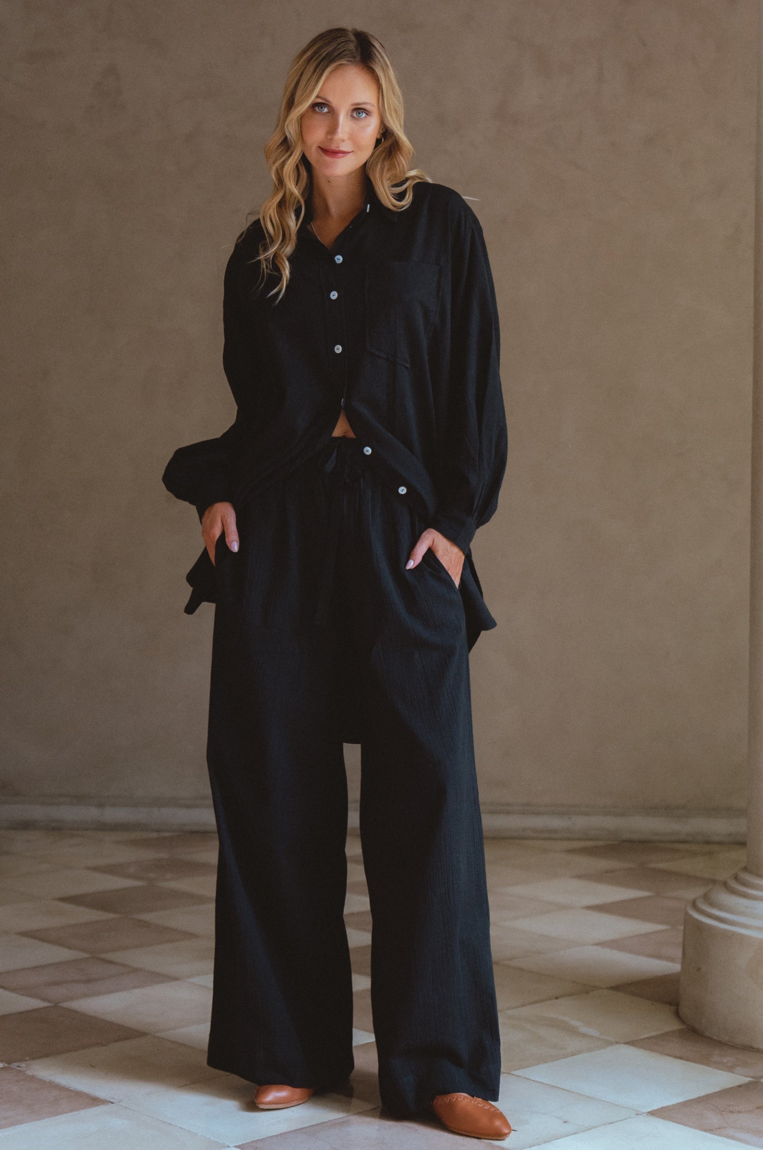 Calin Wide Leg Linen Pants (Sale)