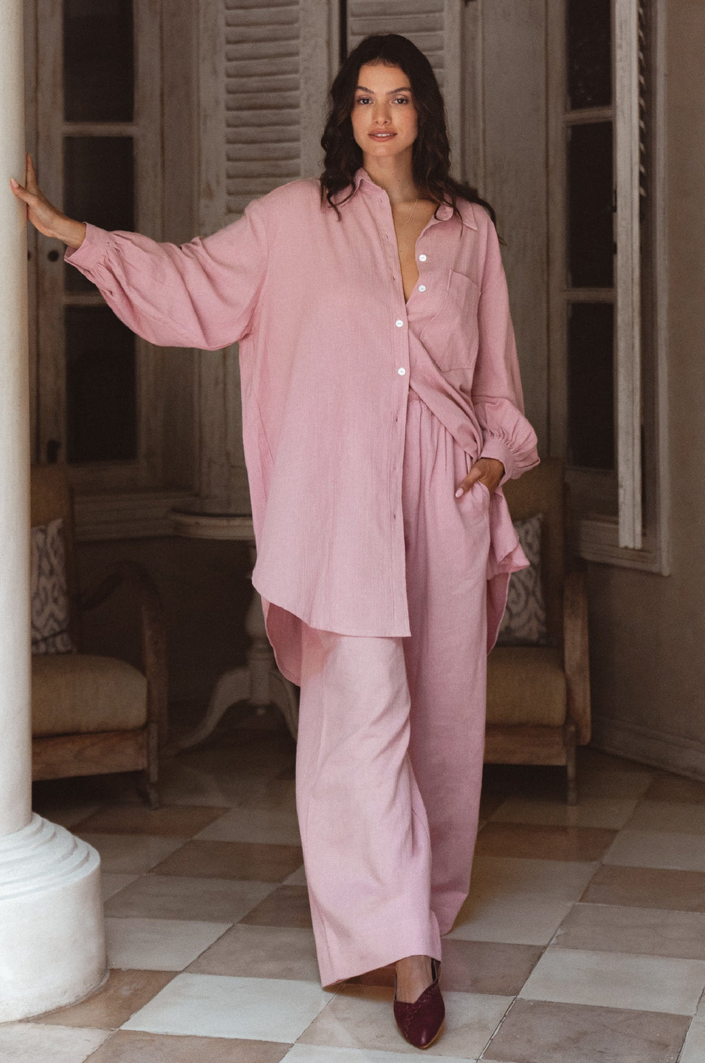 Calin Wide Leg Linen Pants (Sale)