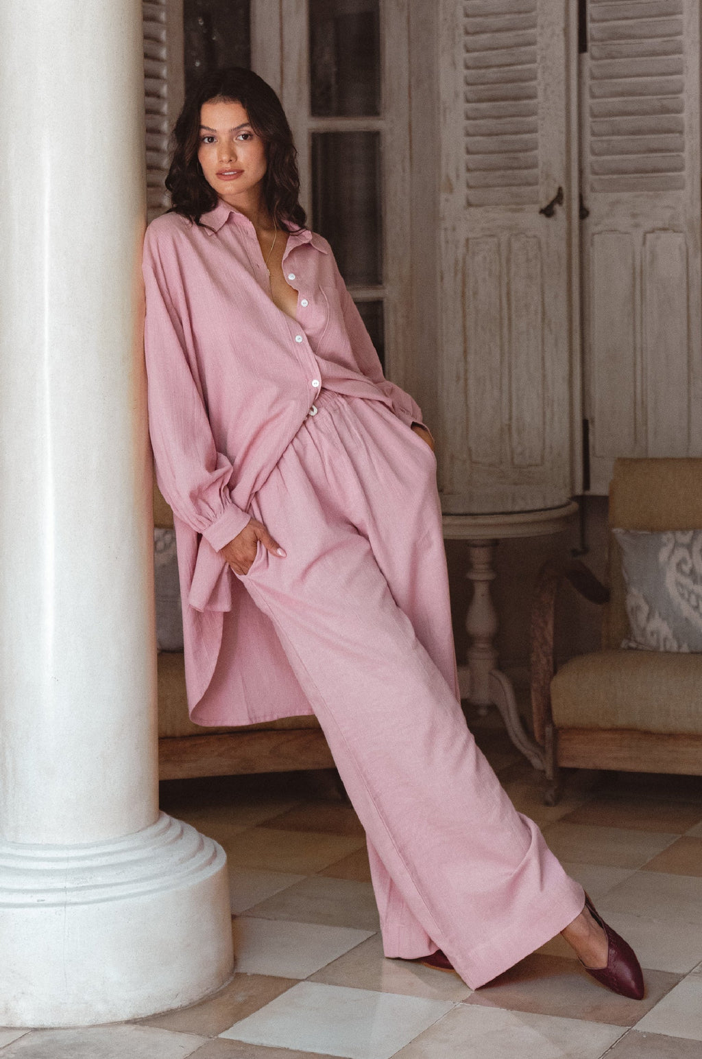 Calin Wide Leg Linen Pants (Sale)