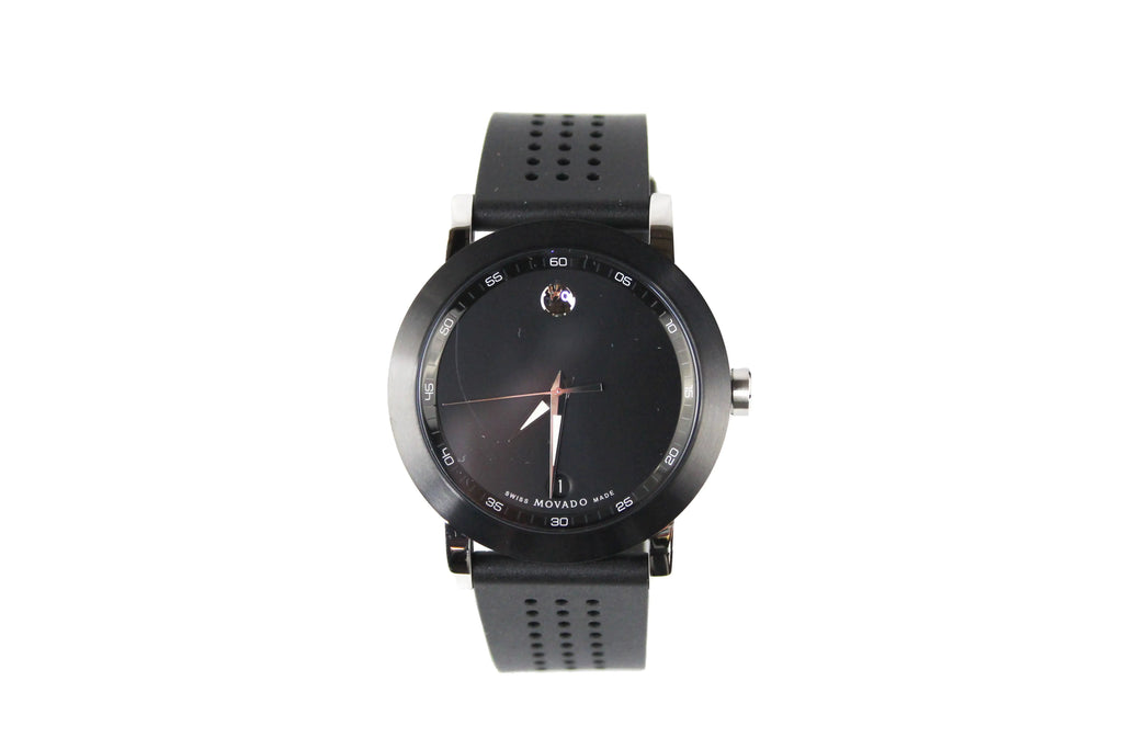 Reloj Movado Museum Sport con esfera negra y correa de silicona negra