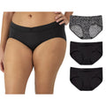 Maidenform Damen Mikrofaser-Unterwäsche, mittelhoher Bund, Bikini-Höschen, 3er-Pack, Schwarz/Schwarz/Schwarz, Mond-Punkt-Print