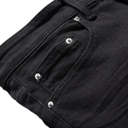 Schwarze zerrissene Bikerjeans