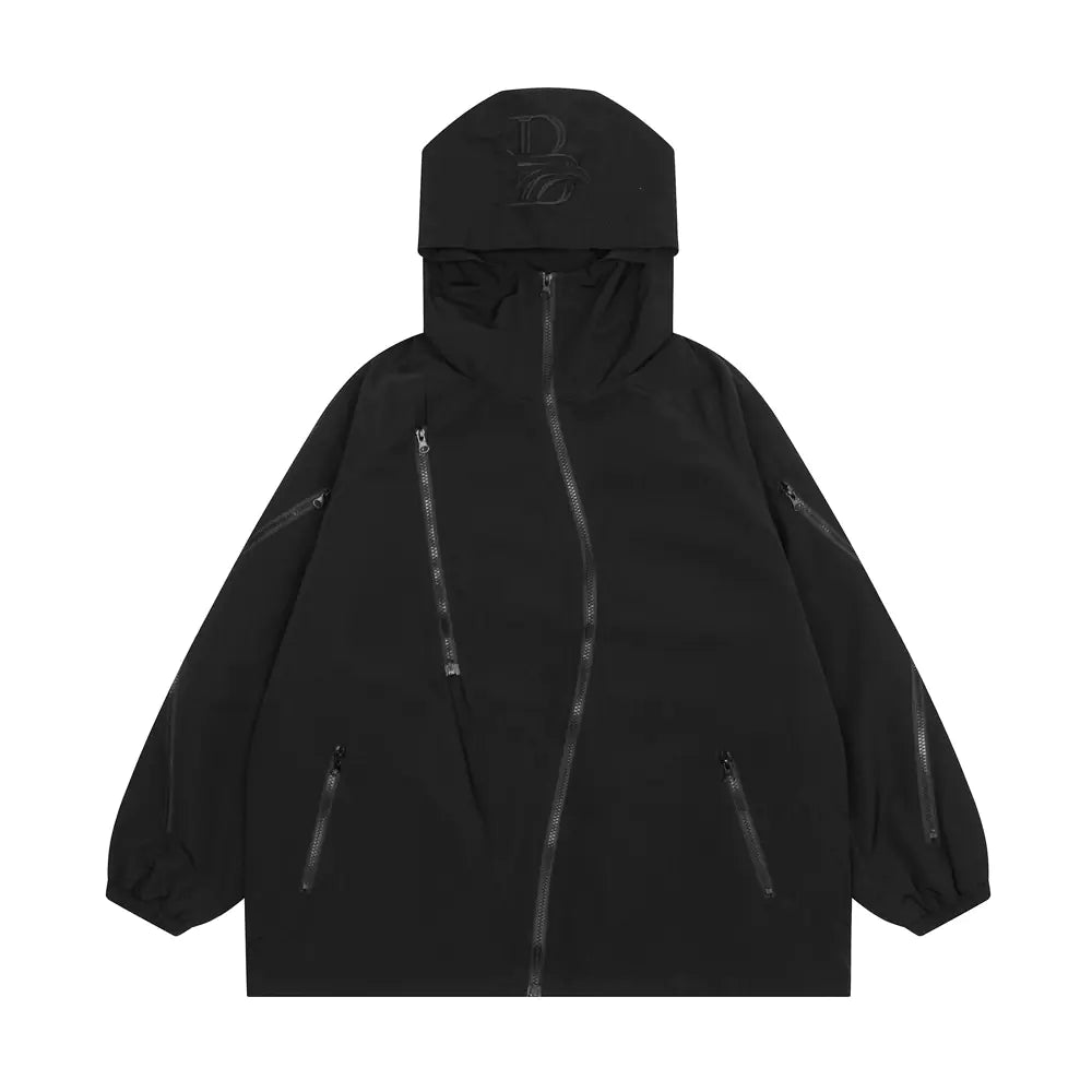 Irregular Zip Pocket Heavy Coat
