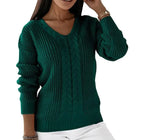 Cozy Twist V-Neck Knit Pullover
