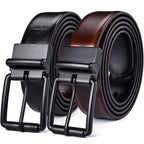 Beltox Mens Genuine Leather Reversible Belt 1.25” Rotate Black Buckle Gift Box(Black Cognac Belt with Black Roller Buckle40-42)