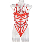 RedIntricately Crafted Cross Sexy Strappy Teddy Suit