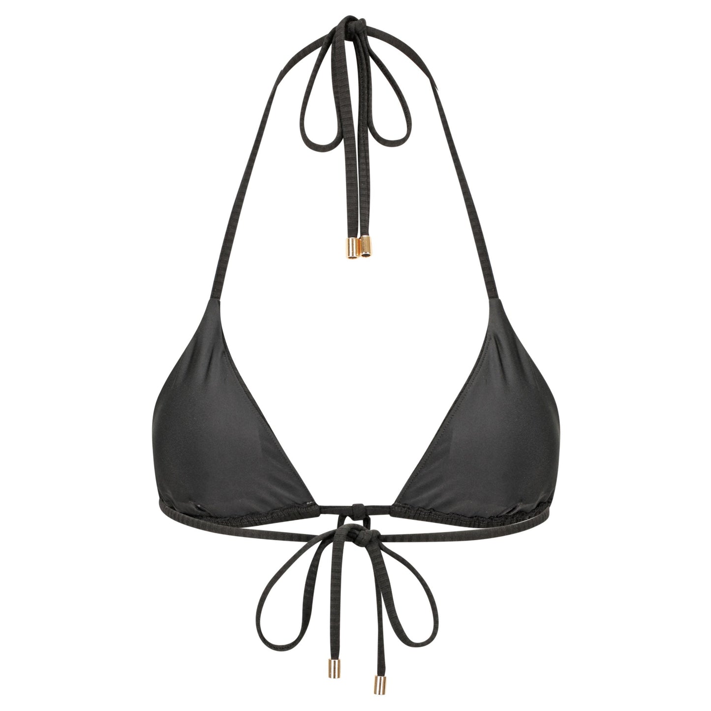 Triangle Bikini Top-Ribbed Black