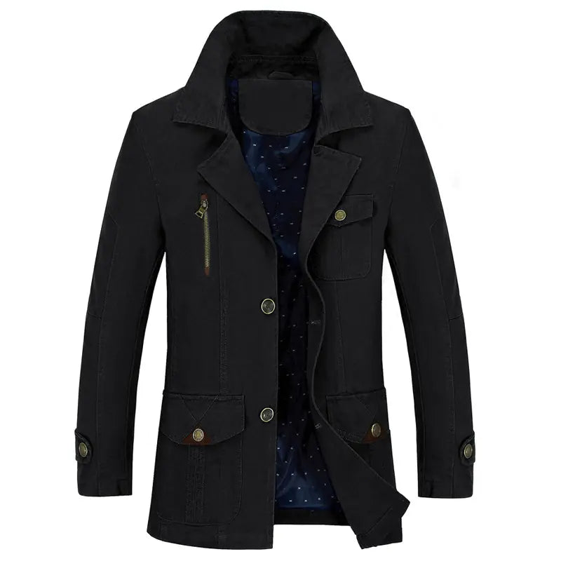 Men's Casual Mid-Length Cotton Trench Coat