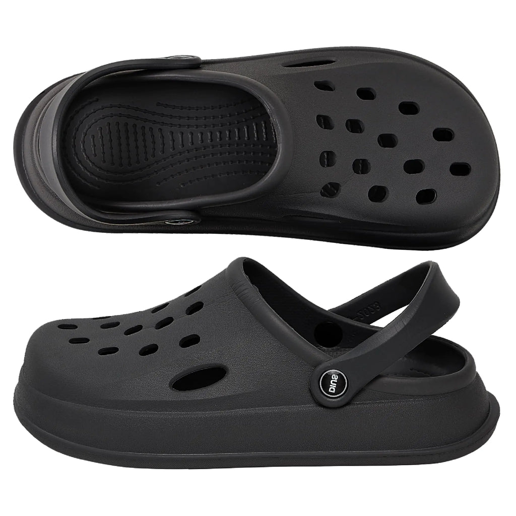 Zuecos de jardín DIUS para mujer, zuecos de jardinería para hombre, sandalias de jardín con soporte de arco, color negro
