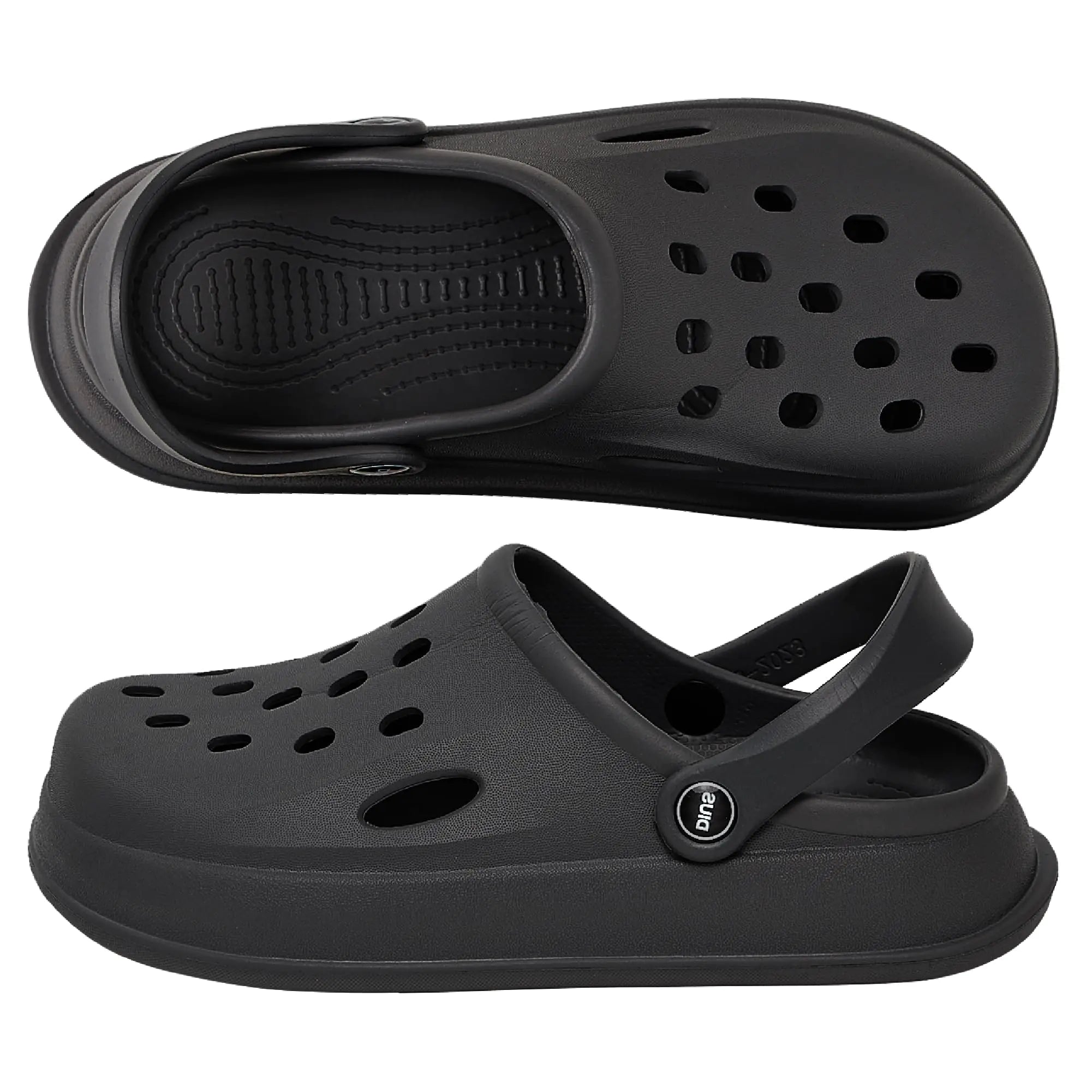 Zuecos de jardín DIUS para mujer, zuecos de jardinería para hombre, sandalias de jardín con soporte de arco, color negro