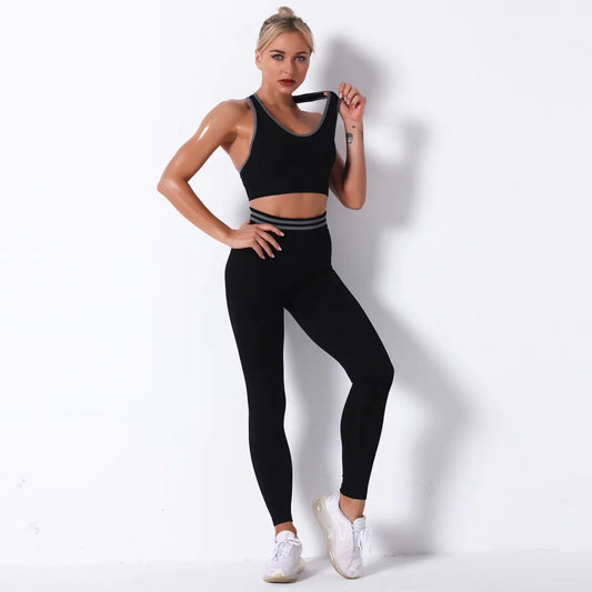 Seamless Knit Butt-Lifting Yoga Pants Set for Women