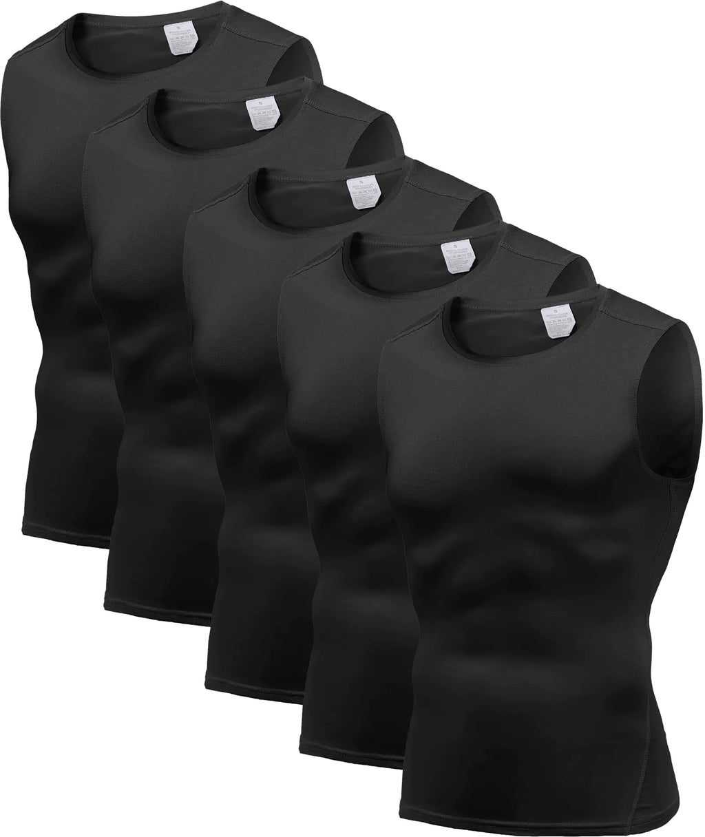 Herren 5er-Pack Kompressions-Tanktops für Athletik, Muskelaufbau, ärmellos