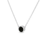 .925 Sterling Silber 1/3 Karat Lünettenfassung behandelter schwarzer Diamant Solitär 18" Halskette (Schwarze Farbe, I1-I2 Reinheit)