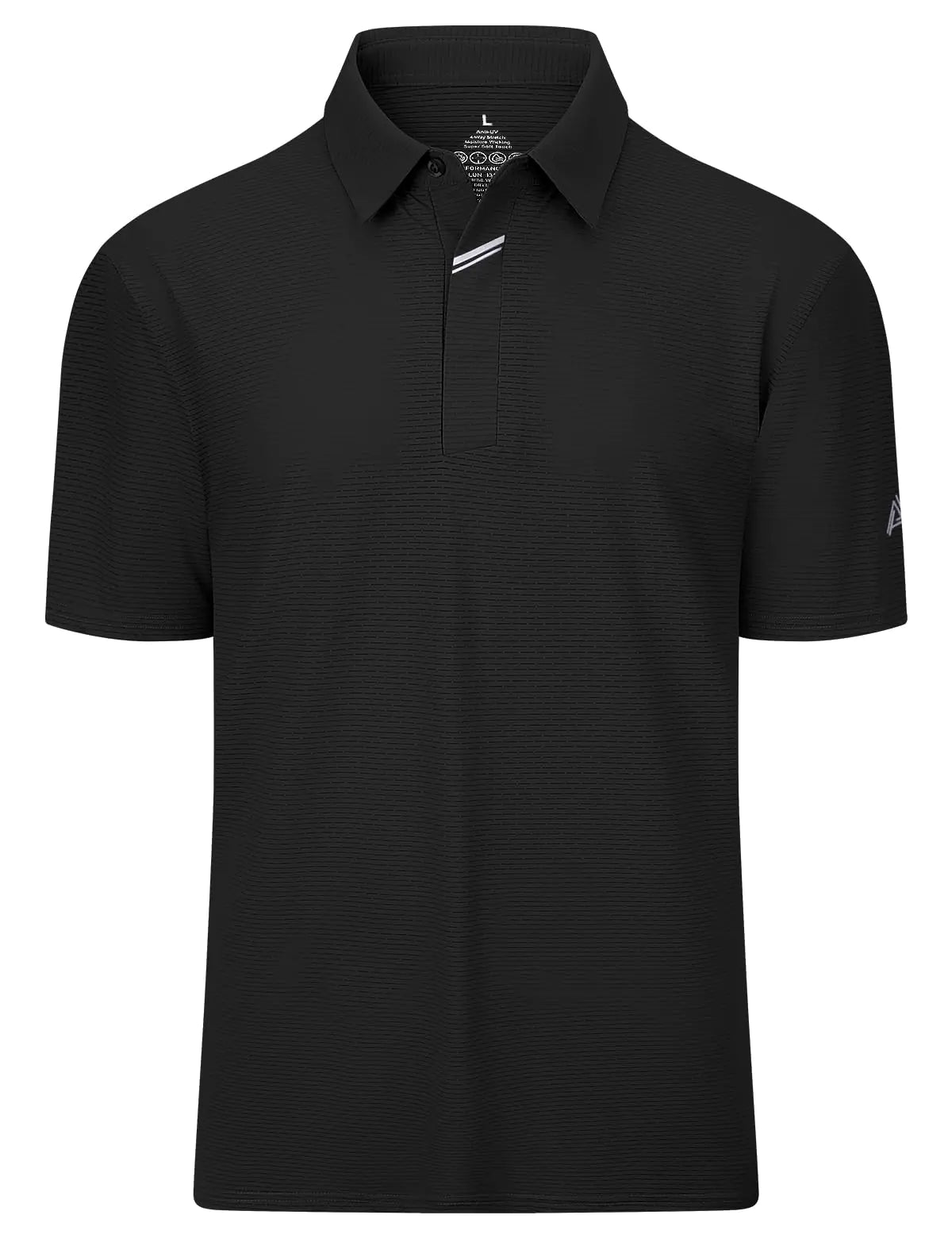 Mens Short Sleeve Polo Shirt Stretch Solid Performance Golf Shirts Moisture Wicking Athletic Casual Collared T-Shirt Black