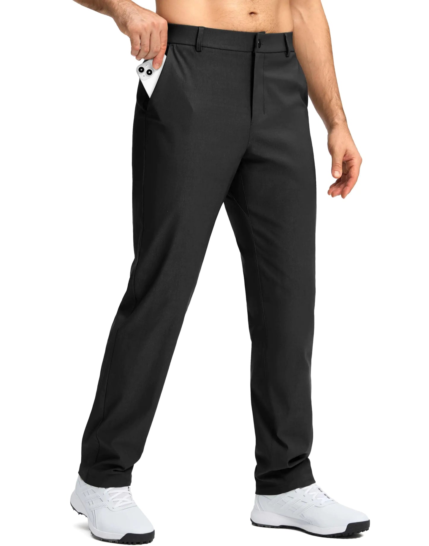 Mens Golf  30"/32"/34" Stretch Quick Dry Casual Slacks Work Business Trousers for Men with Pockets(BlackW38 L32)