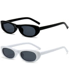 EYLRIM Trendige schmale Cat-Eye-Sonnenbrille für Damen, modische kleine ovale Sonnenbrille, schwarze Farbtöne (2er-Pack (Schwarz/Grau + Weiß/Grau))