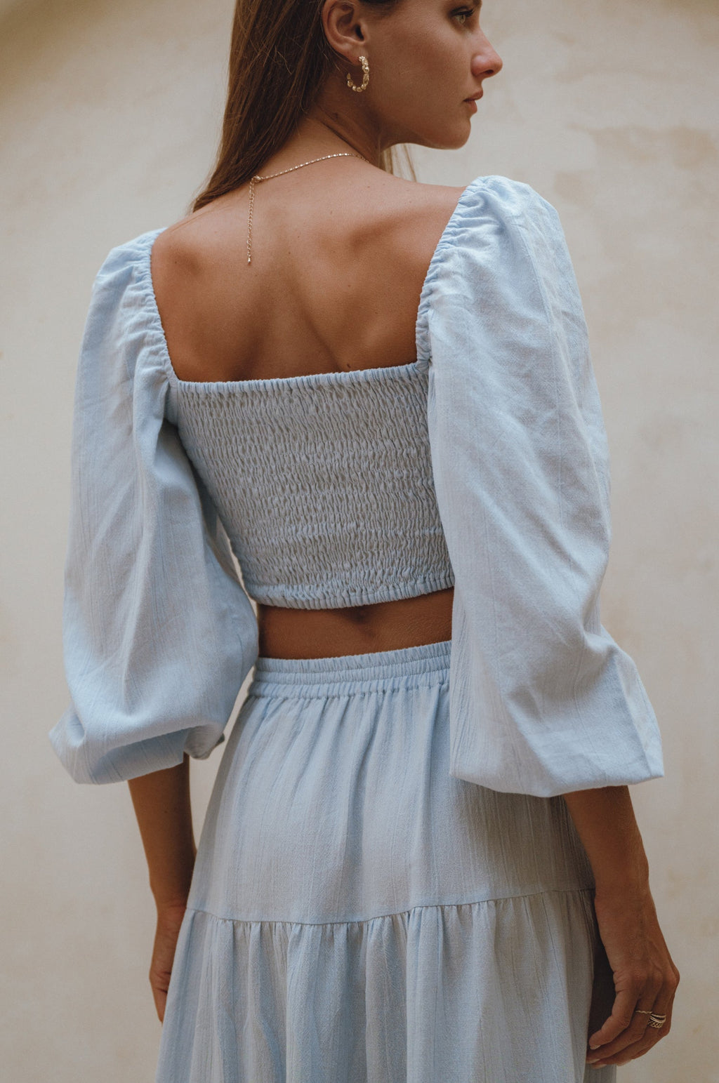 Helsa Long Sleeve Linen Top