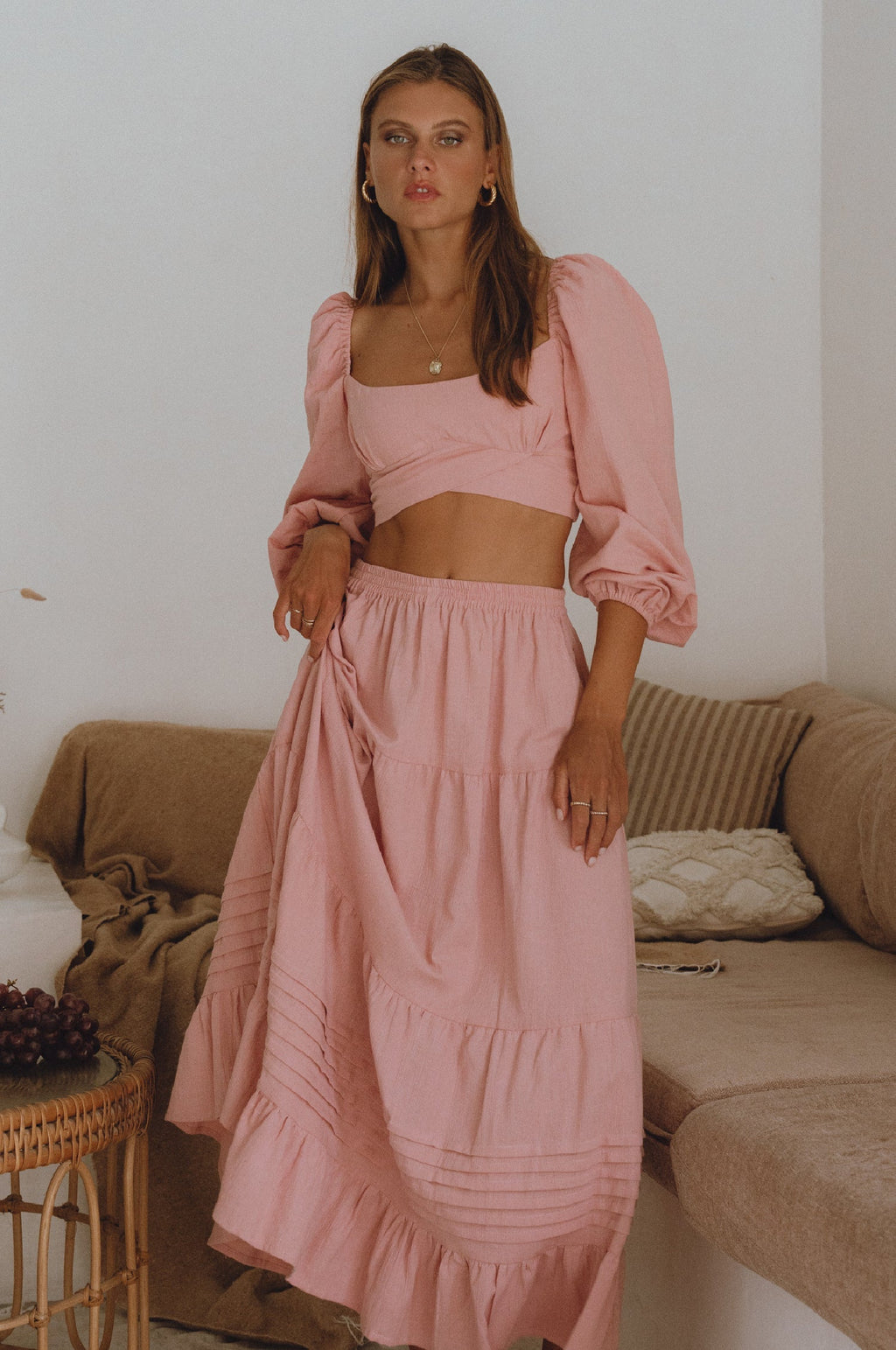 Helsa Long Sleeve Linen Top