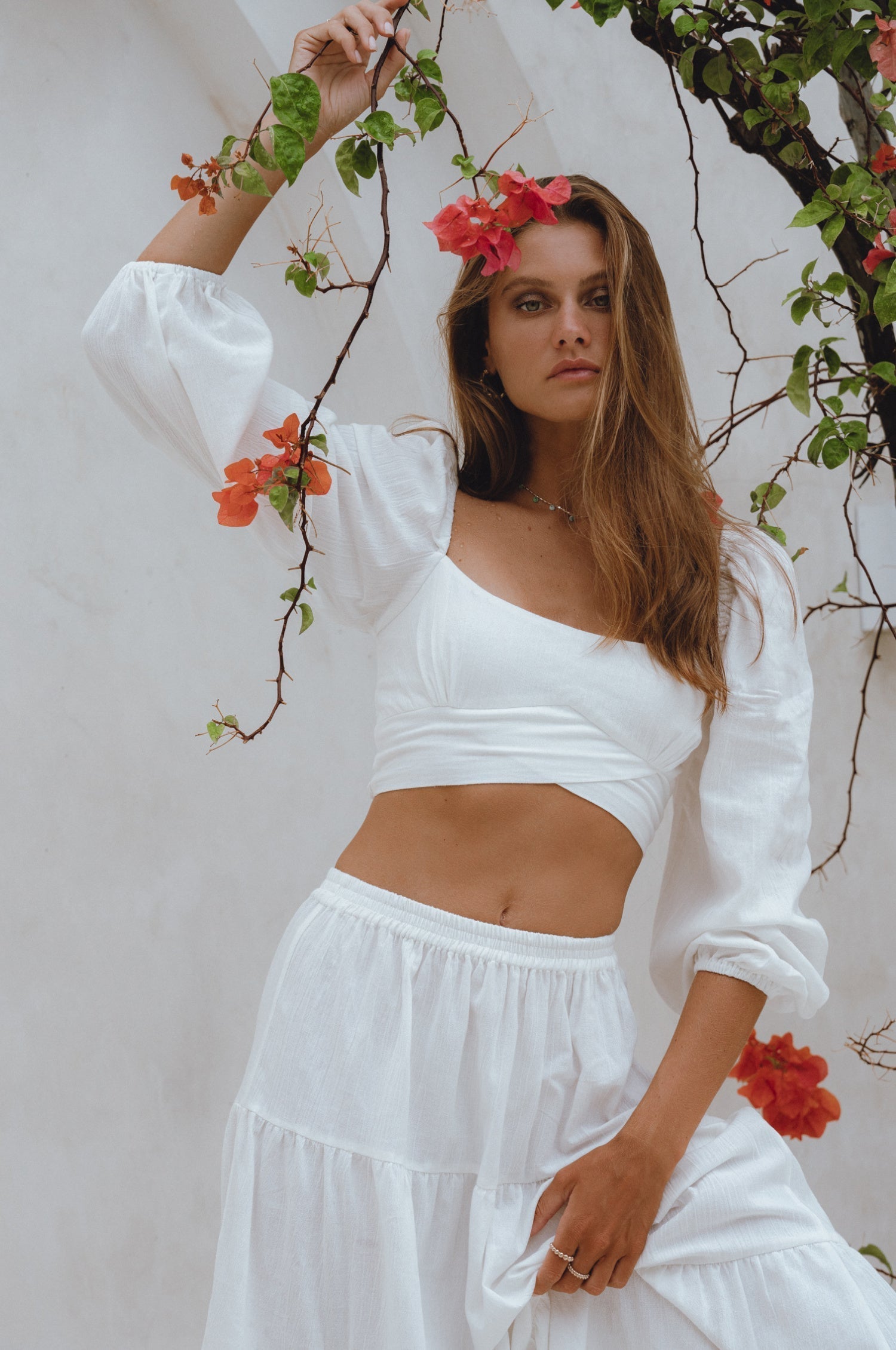 Helsa Long Sleeve Linen Top