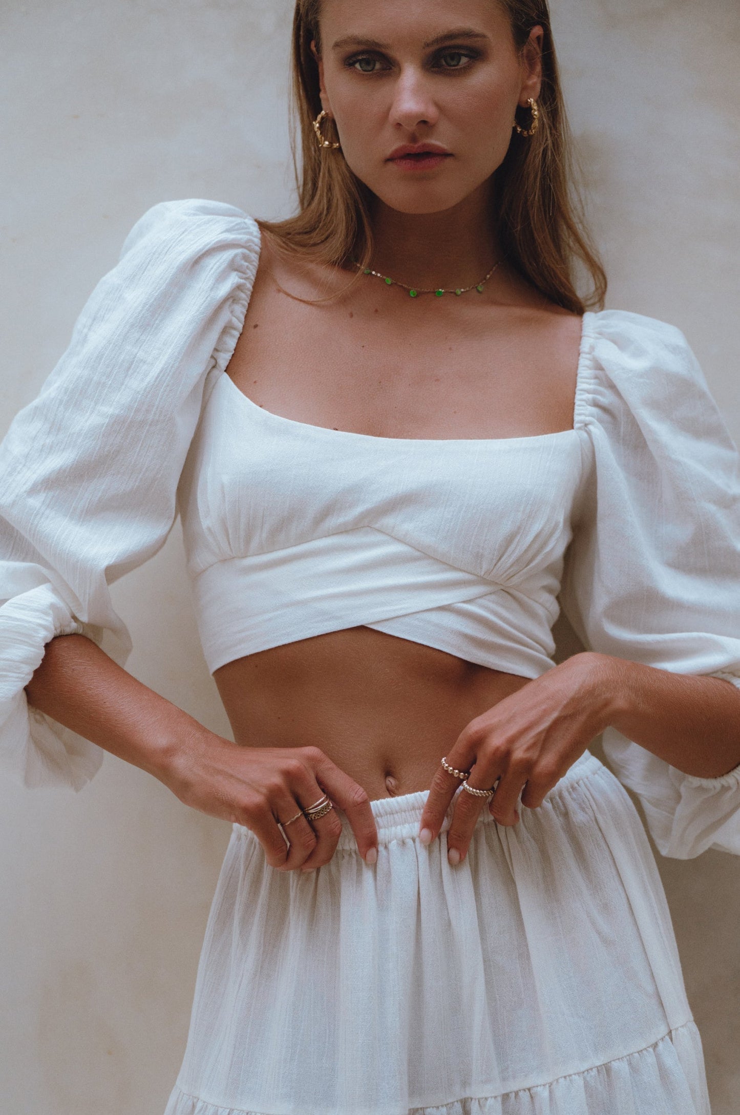 Helsa Long Sleeve Linen Top