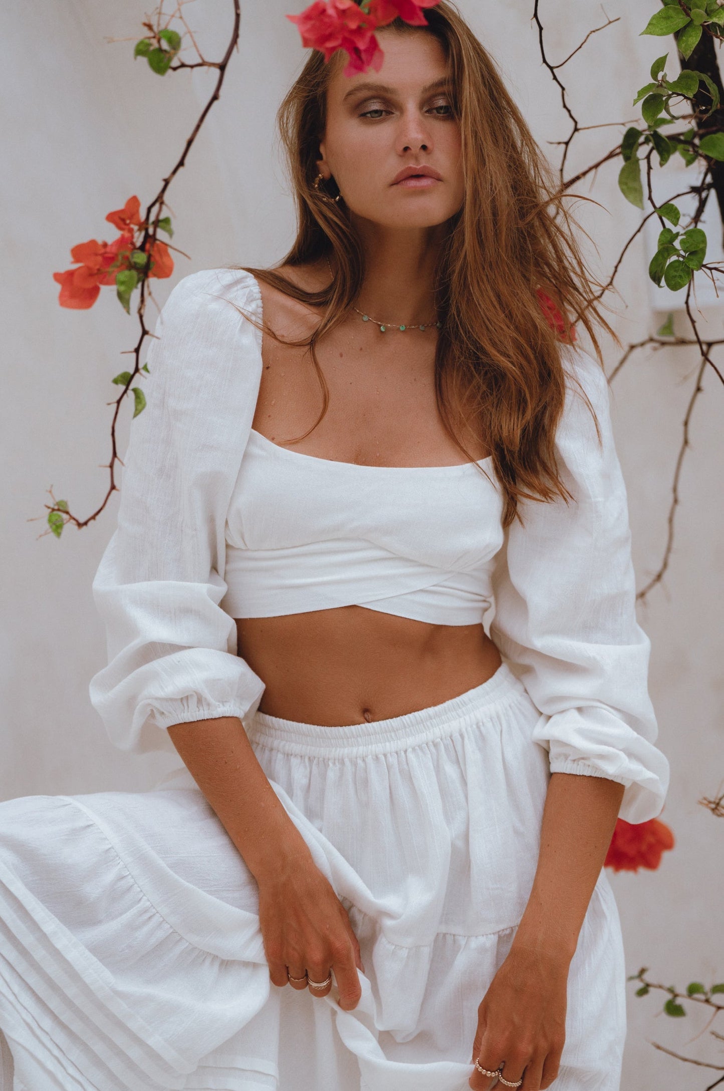 Helsa Long Sleeve Linen Top