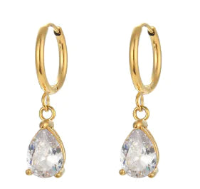 18K Gold-Plated Crystal Hoop Earrings - Capri Collection