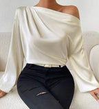 Women's  Commute Diagonal Collar Asymmetric Pullover
