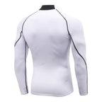 Men's High Neck Fitness Long Sleeve Athletic T-Shirt