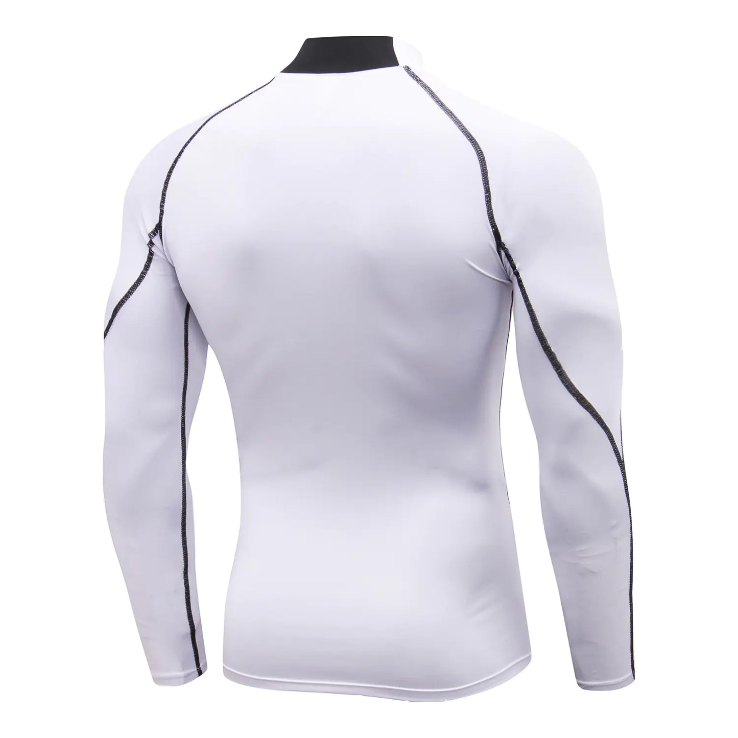 Men's High Neck Fitness Long Sleeve Athletic T-Shirt