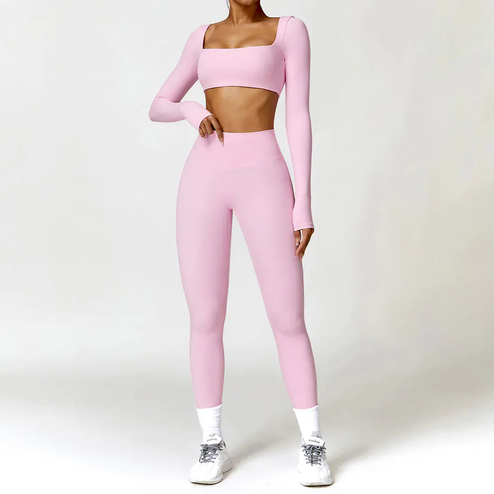 Women's 2PCS Yoga Tracksuit with Leggings and Crop Top