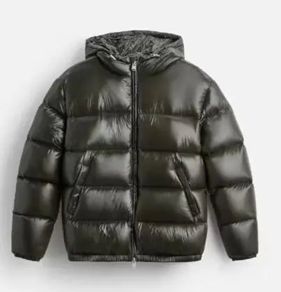 Schwarze Baumwolljacke mit Kapuze