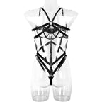 Intricately Crafted Cross Sexy Strappy Teddy Suit Back View