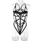 Intricately Crafted Cross Sexy Strappy Teddy Suit Front View