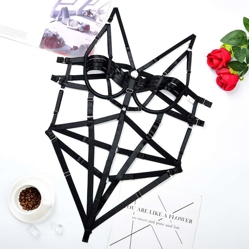 Intricately Crafted Cross Sexy Strappy Teddy Suit Overview