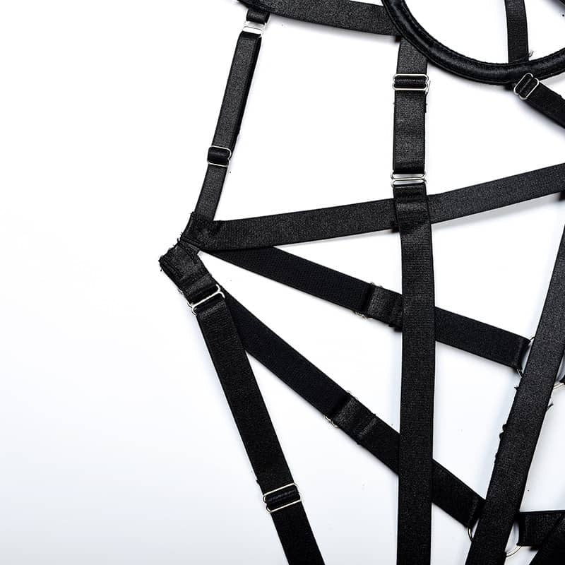 Intricately Crafted Cross Sexy Strappy Teddy Suit Waist Details