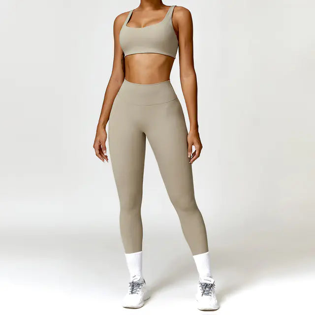 Women's 2PCS Yoga Tracksuit with Leggings and Crop Top