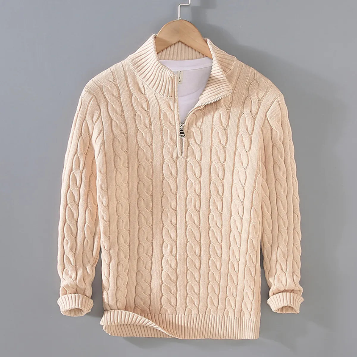 Loose Zip Knitted Pullover Sweater