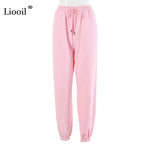 High Waist Loose Fleece Sweatpants Trousers With Pocket