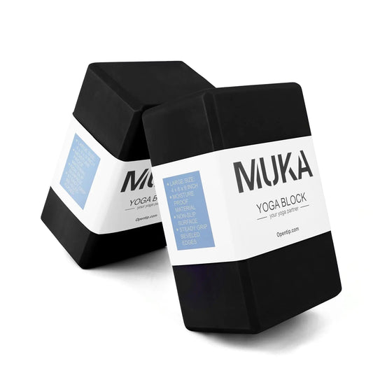 Muka 2 Pack Black Yoga Blocks 9 x 6 x 4 Inch High Density EVA Foam Yoga Brick for Meditation Pilates